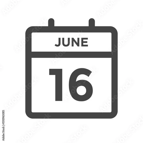 Fototapeta June 16 Calendar Day or Calender Date - Deadline or Appointment