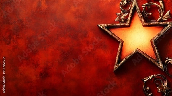 Obraz Red background, ornate star