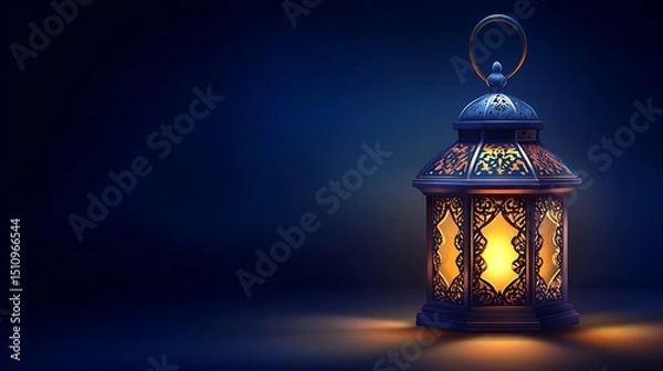 Obraz Ornate lantern glows softly in the dark
