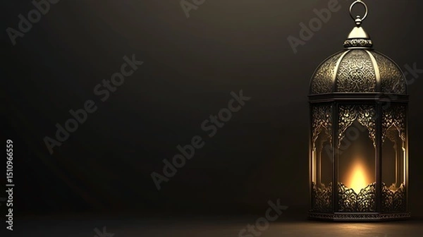 Obraz Ornate lantern against dark background