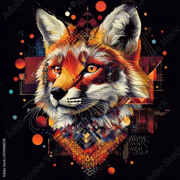 Fototapeta Fantasy Fox with Geometric Design