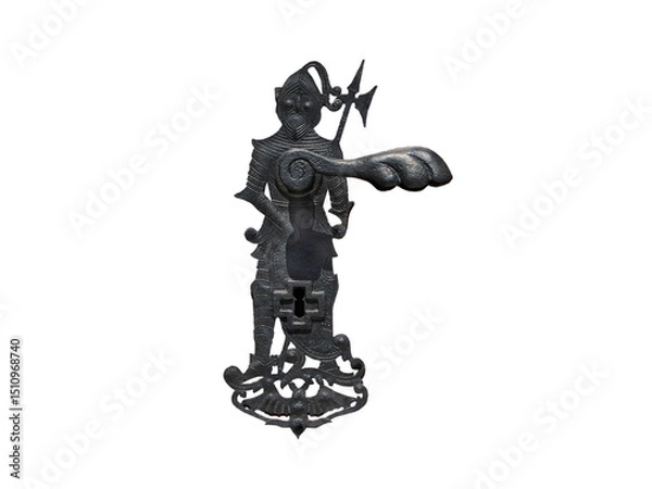 Fototapeta medieval door handle isolated in white background