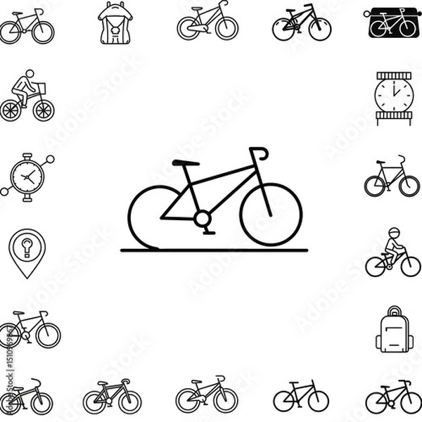 Obraz Simple black outline bicycle graphic surrounded by other cycling icons
