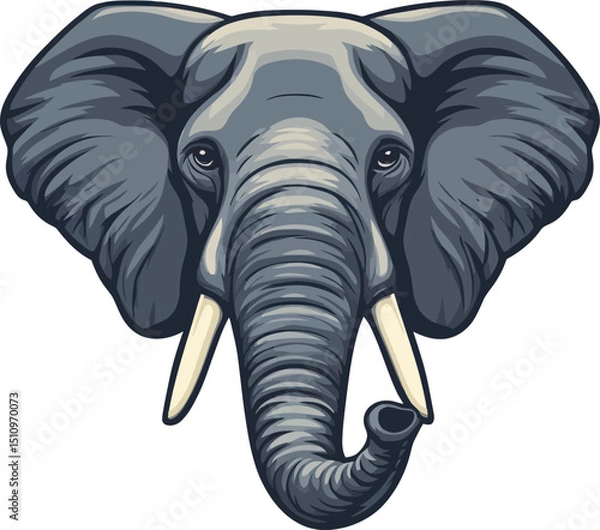 Fototapeta Elephant Head – Stylized Vector Illustration for Mascot or Logo Design