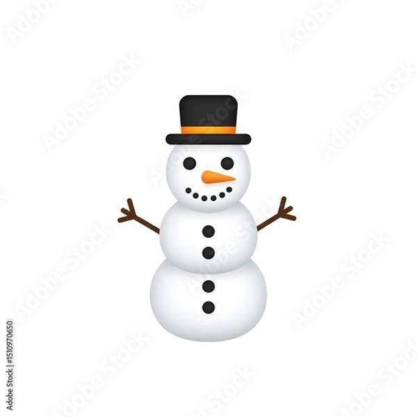 Obraz Simple cartoon snowman with black hat