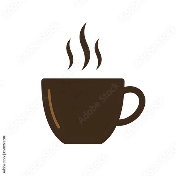 Obraz Simple, filled, dark-brown coffee cup with steam rising