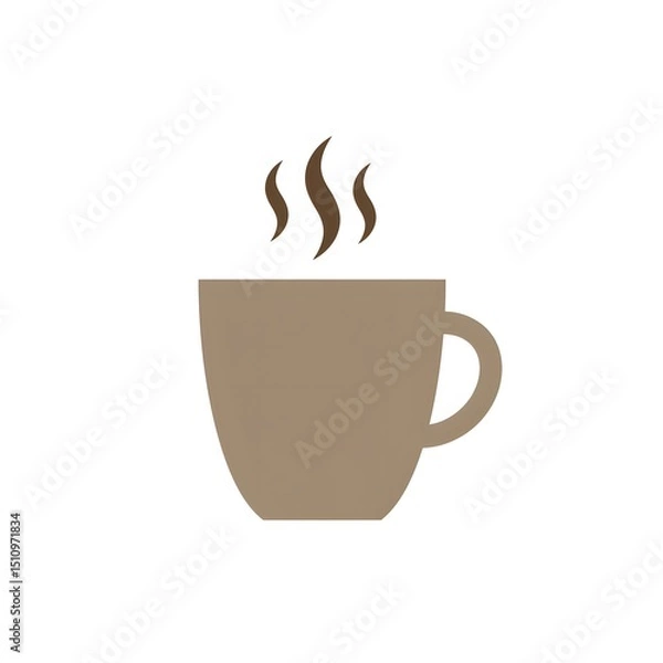 Obraz Simple graphic of a brown mug with steam