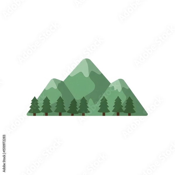 Obraz Simple graphic of mountains and trees