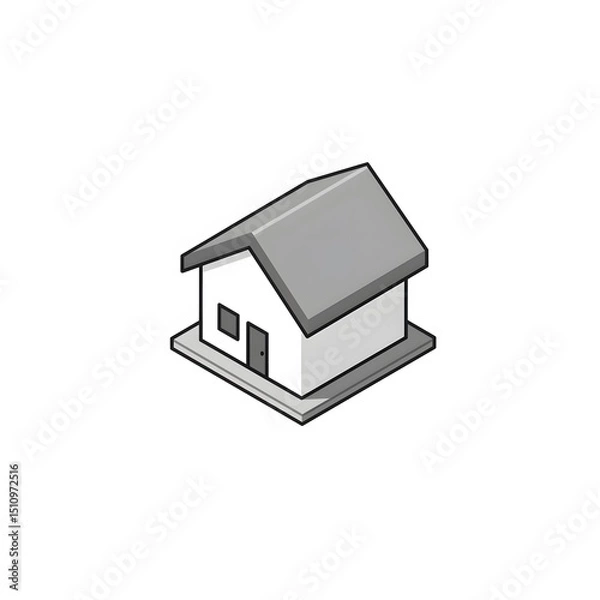 Obraz Simple, gray isometric house icon