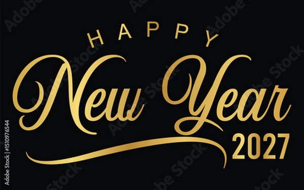 Fototapeta Happy New Year 2027 text design vector, Happy New Year 2027 typography