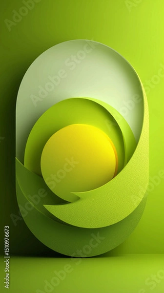 Fototapeta Soft lime-white background design featuring rounded shapes and vibrant colors that evoke a fresh and modern aesthetic suitable for various applications