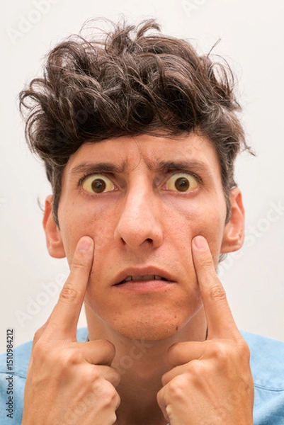 Fototapeta Yellowish eyes is sign of problems with liver and hepatitis