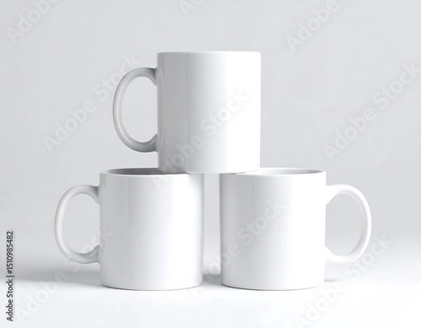 Obraz Three blank white mugs stacked