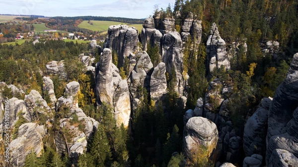 Fototapeta Adrspach rocks view from above Drone landscape Adrspach Czech Republic