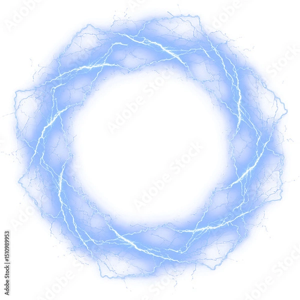 Fototapeta Electric Blue Circular Energy Frame with Glowing Plasma Effect