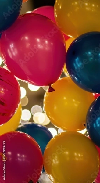 Obraz Vibrant balloons in shades of pink, blue, and yellow create a cheerful atmosphere at a celebration