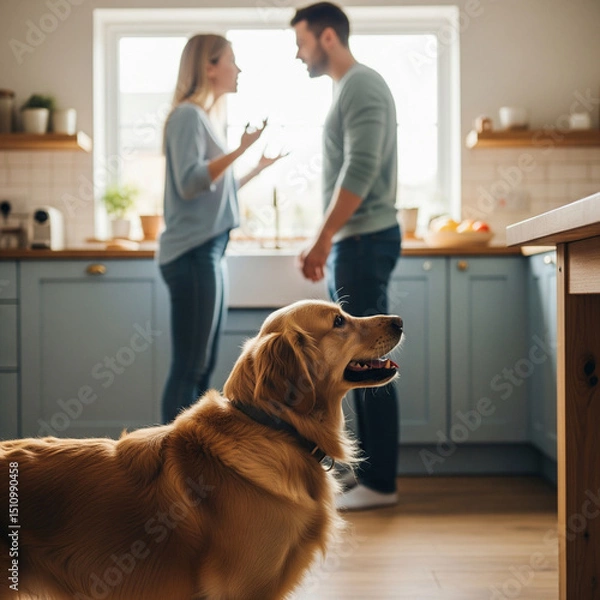 Obraz Couple arguing dog