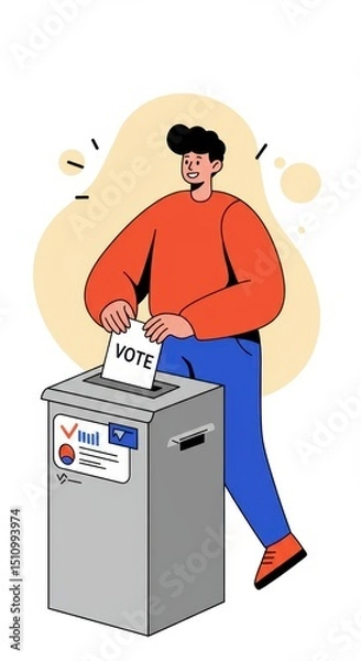Obraz A person votes in a ballot box, demonstrating civic engagement at a voting event