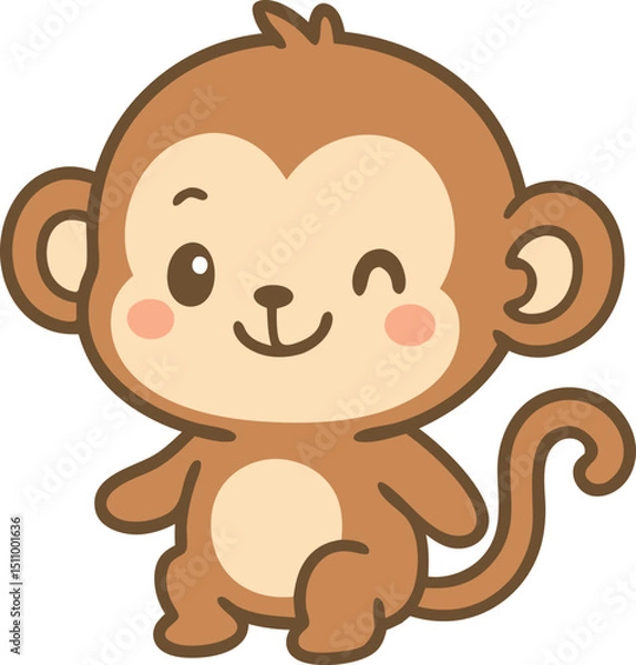 Fototapeta Happy Monkey Smiling and winking Vector