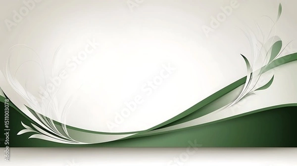Fototapeta Elegant abstract background with flowing lines and foliage
