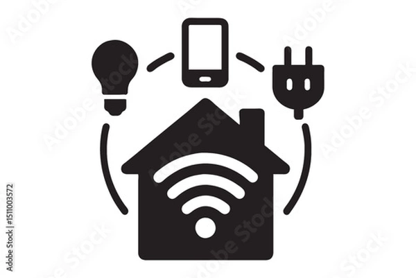Fototapeta Hand holding radio and mobile phone vector illustration with communication technology icons and wireless network symbols