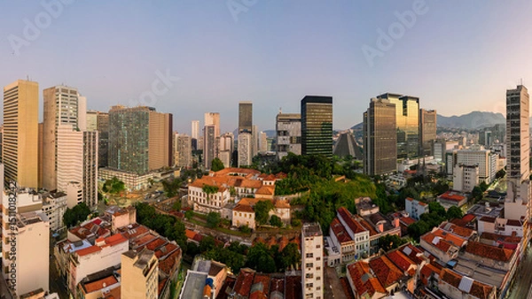 Fototapeta Rio de Janeiro City Downtown Skyline With Petrobras Headquarters Building in the Middle and Carioca Square Below