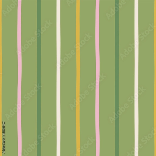 Obraz Hand drawn vector seamless pattern with vibrant stripes. Cute charming background with lines for festive design, wallpaper and textile. Colorful geometric abstract pattern