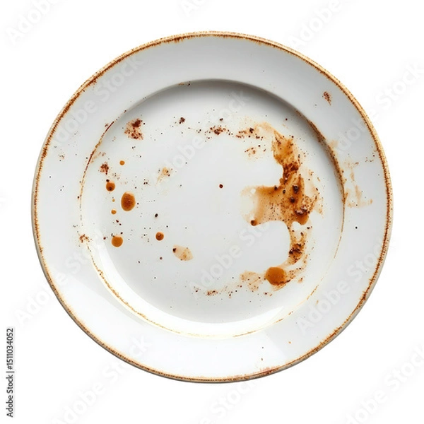 Fototapeta Empty plate with food remnants, showcasing a finished meal and clean eating concept