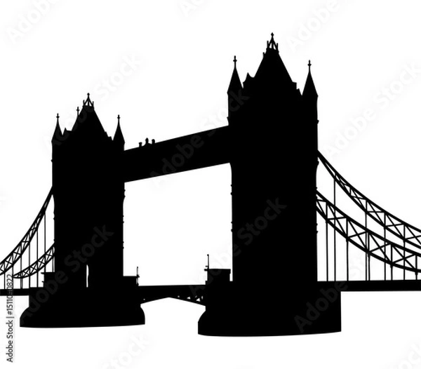 Obraz Single-color silhouette of the iconic London Tower Bridge with sharp lines and bold structure