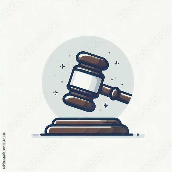 Fototapeta Judge's gavel icon representing justice and law in a flat design style with copy space