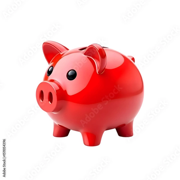 Obraz red piggy bank isolated on transparent background
