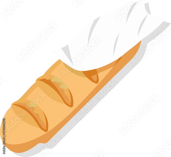 Fototapeta Vector cartoon illustration set of bread with a knife