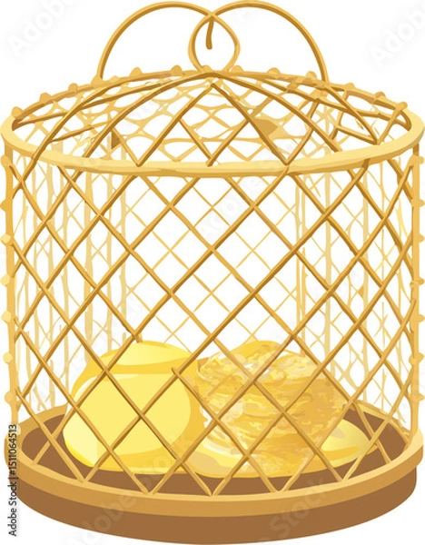 Fototapeta White background isolated wicker basket with a sphere pattern design, perfect for Christmas decoration concept