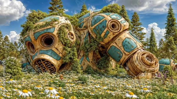 Obraz Nature’s Takeover: Giant Robot Reclaimed by the Forest