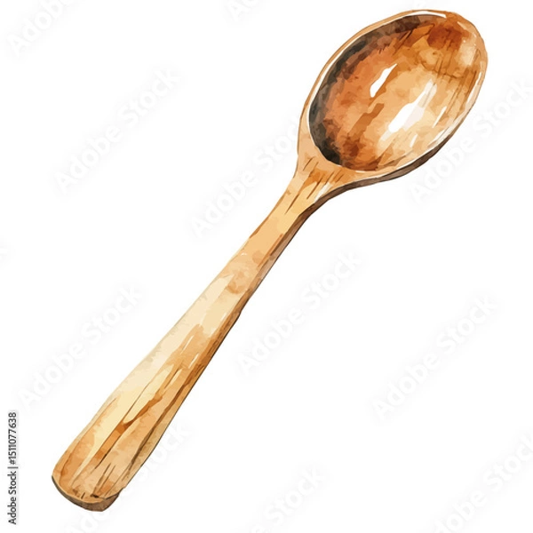 Obraz watercolor of Wooden Spoon, vector high quality, isolated on a white background.