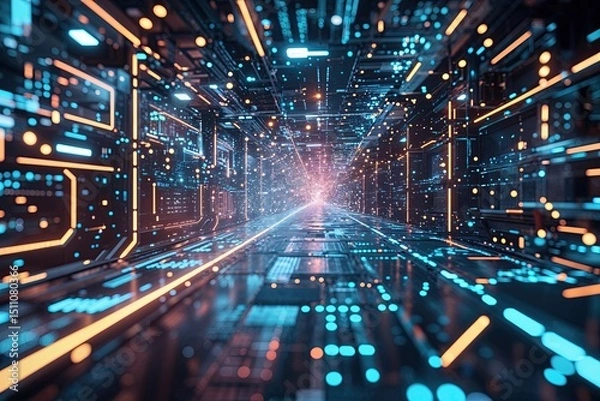 Fototapeta Innovative Technology Background Created by Futuristic Digital Particles