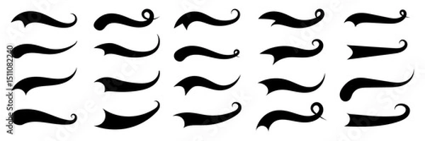 Fototapeta Baseball swoosh. Sports swash underline shapes set in retro style. Creative black swooshes for dynamic design elements suitable for sports branding and marketing materials.