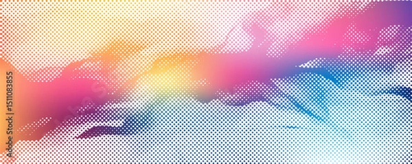 Fototapeta Dotted gradient vector pattern illustration, white and black halftone polka background graphic, horizontal seamless circle dotted