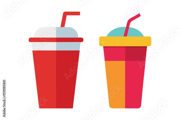 Fototapeta Flat Design Vector Illustration of a Soft Drink on White Background.