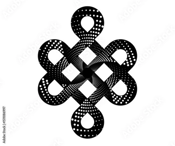 Fototapeta endless tibetan eternal knot symbol tattoo logo isolated on white background. vector illustration.	
