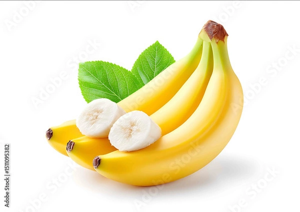Fototapeta Fruit a banana isolated on a white background with full depth of field in focus and very sharp