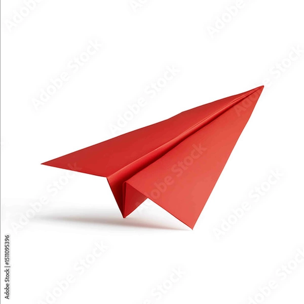 Obraz Red paper airplane midfold isolated on white background