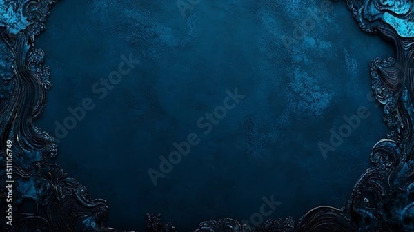 Fototapeta Dark blue ornate frame