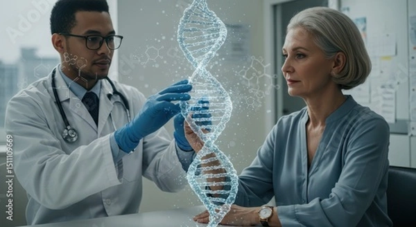 Fototapeta DNA Analysis in the Lab. Scientists working on DNA