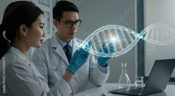 Fototapeta DNA Analysis in the Lab. Scientists working on DNA