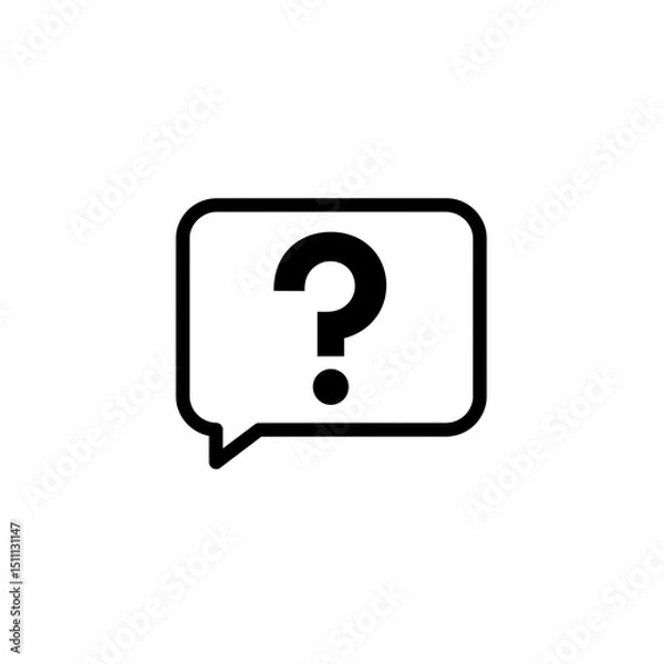 Obraz Speech bubble with question mark icon in minimalistic design  