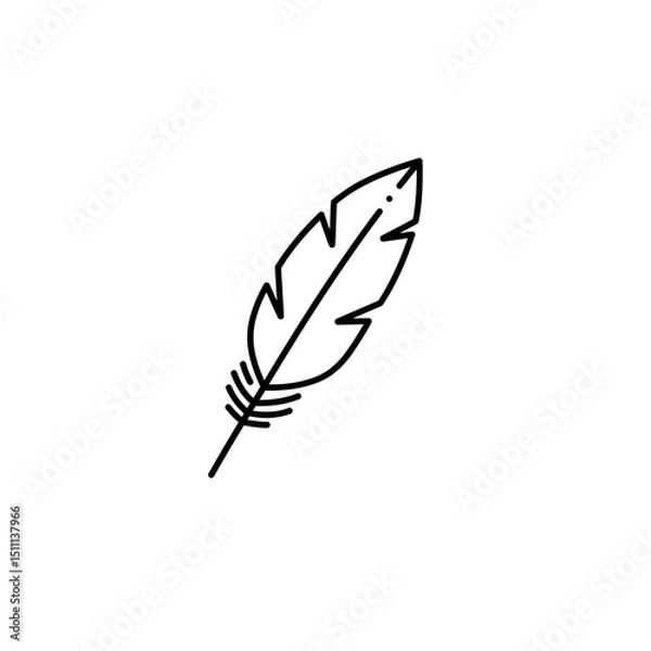 Obraz Line art feather illustration in black and white design concept  