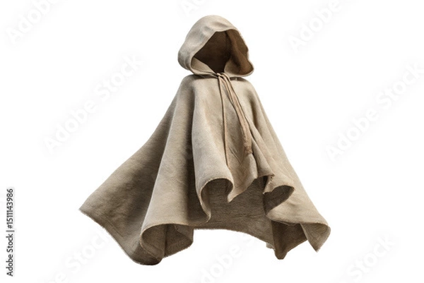 Obraz PNG Beige hooded cloak hanging on invisible form in midair