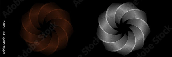 Fototapeta Gold and silver metal circle frames 3d vector realistic illustration. First, second and third place medals or buttons isolated on white background. Certified. Quality blank, empty badge set. Eps 10