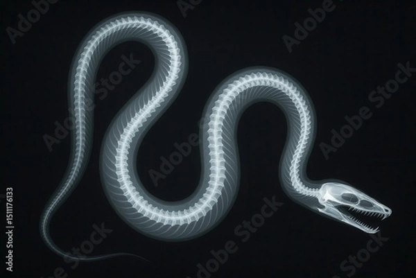 Fototapeta X ray of a Snake Showing its Entire Skeleton